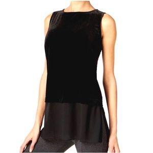Alfani stretch velvet chiffon hem holiday top